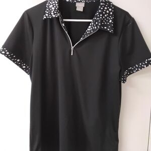 Chico's Black Polo with White Dot Accents